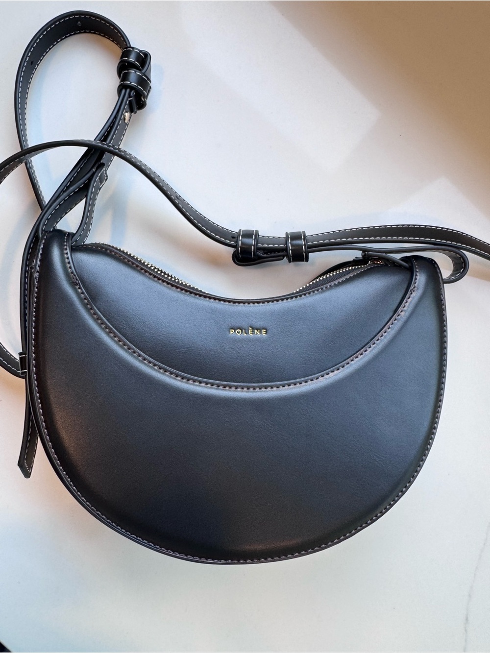 Polene Crescent Shoulder Bag in Black New